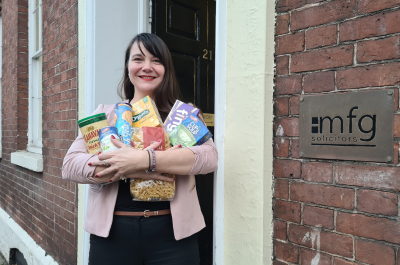 Telford Law firm mfg Solicitors gives £1,000 festive foodbank donation